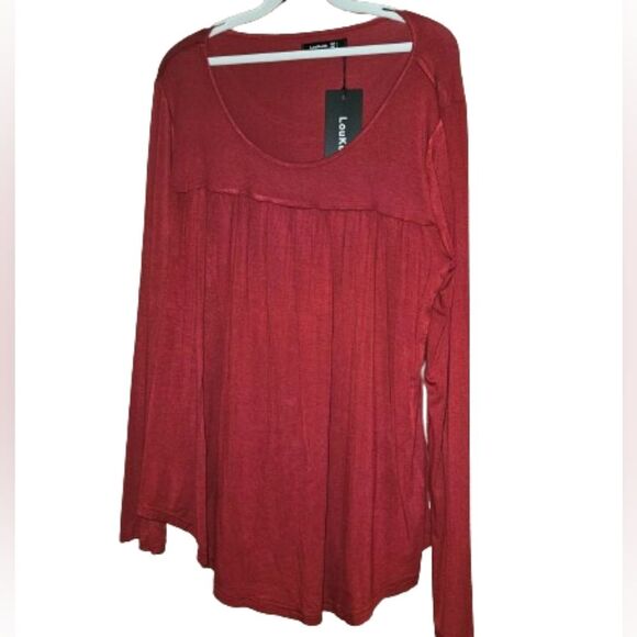 Womens Red Flowy Long sleeve Top Lou Keith Large, NWT - Picture 3 of 7